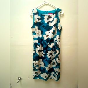 Oscar De La Renta Dress Size 4 Floral Blue Sleeveless Vintage Hawaiian MuMu